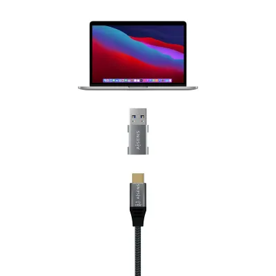 Aisens Mini Adaptador USB 3.2 Gen2 a USB -C Macho/Hembre Gris