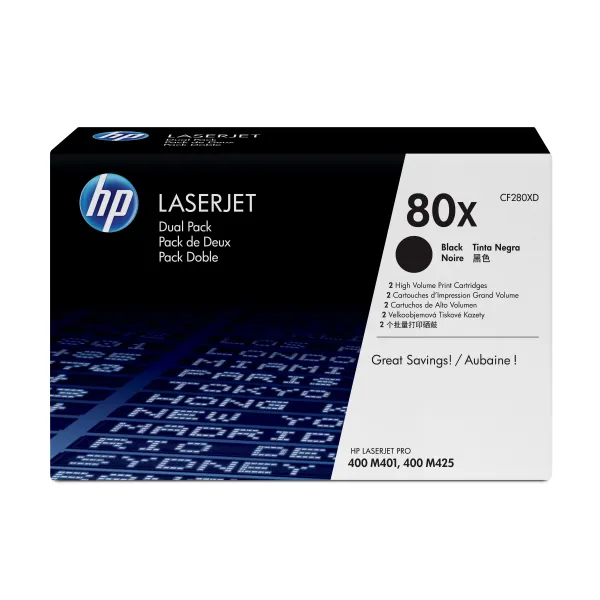 HP 80X Multipack Ahorro Tóner 2x Alta Capacidad Negro Original | Tóner CF280XD