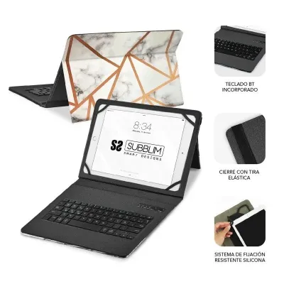 Subblim Keytab Pro Funda con Teclado Bluetooth Mármol Blanco