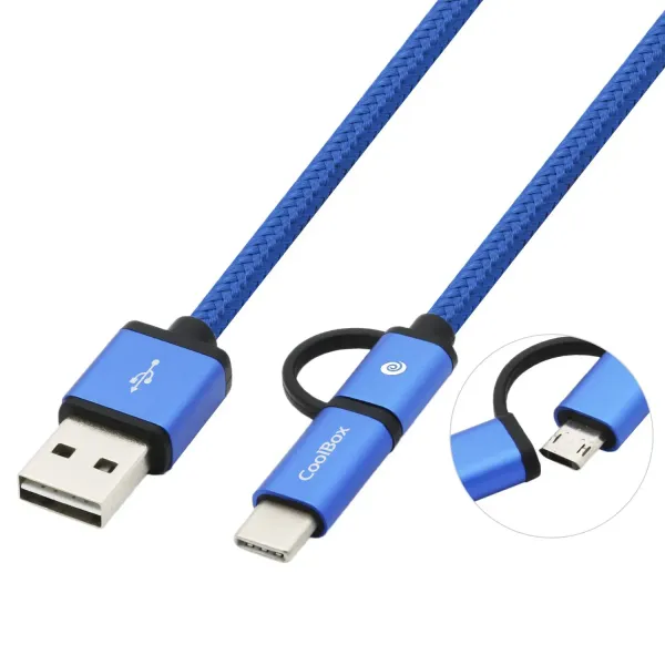 CoolBox Cable Multi USB 2.0 MicroUSB/USB-C 1m Azul
