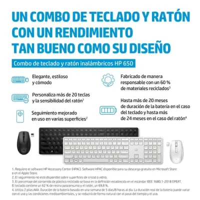 HP 650 Combo de Teclado y Ratón Inalámbrico Negro
