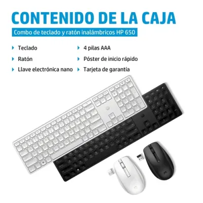 HP 650 Combo de Teclado y Ratón Inalámbrico Negro