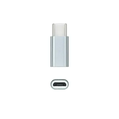 Nanocable Adaptador USB-C a Micro USB Macho/Hembra Gris