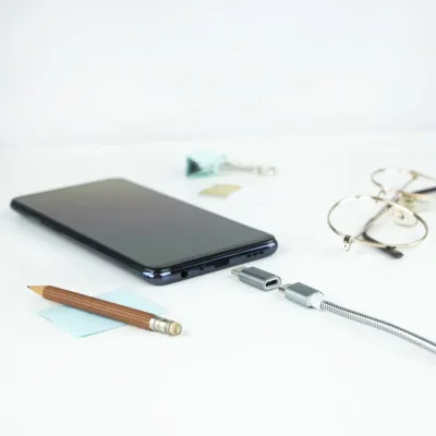 Nanocable Adaptador USB-C a Micro USB Macho/Hembra Gris