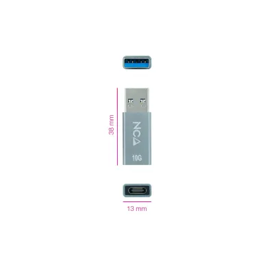 Nanocable Adaptador USB 3.1 a USB-C Macho/Hembra Gris