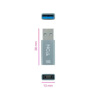 Nanocable Adaptador USB 3.1 a USB-C Macho/Hembra Gris