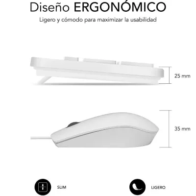 Teclado y Ratón Subblim Combo Business Slim Silencioso/ Blanco Teclado y Ratón Subblim Combo Business Slim Silencioso/ Blanco