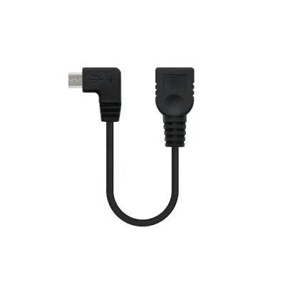 Cable MicroUSB OTG B/M-A/H Acodado 15cm Negro