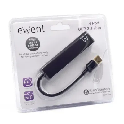 Ewent Hub 4 puertos USB 3.1 Negro Ewent Hub 4 puertos USB 3.1 Negro