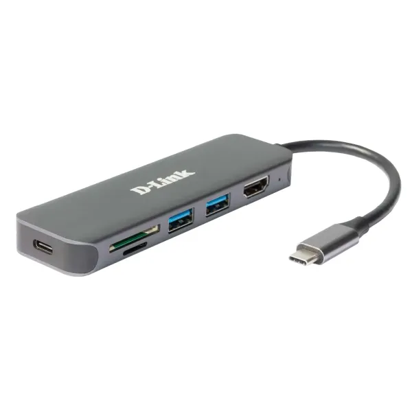 D-Link DUB-2327 HUB 6-in-1 USB-C a HDMI/CR/PD Negro