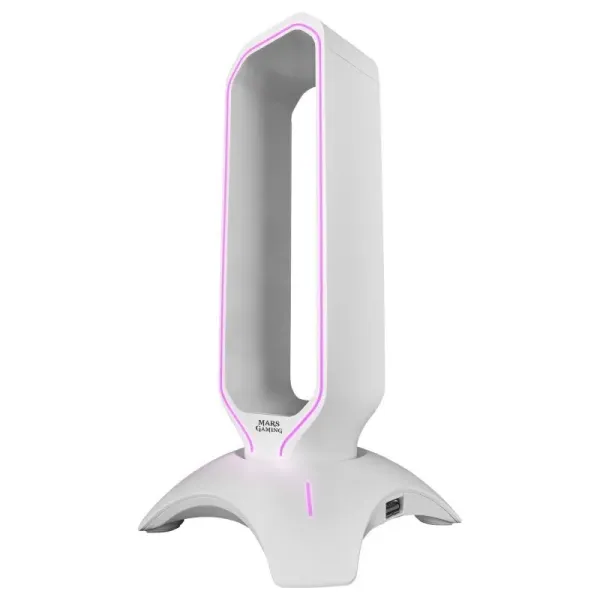 Mars Gaming MHHX Soporte Auriculares Gaming RGB Flow + HUB 2x USB 2.0 Blanco