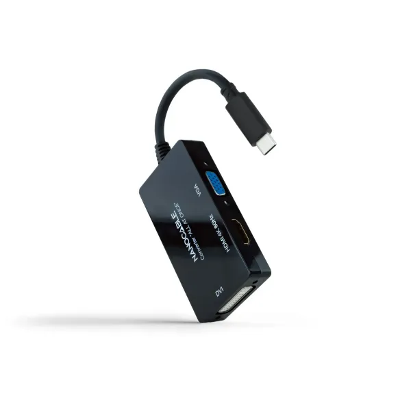Nanocable Conversor USB-C a HDMI/DVI/VGA 20cm Negro