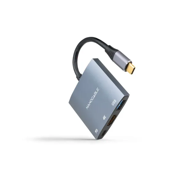 Nanocable Conversor USB Tipo-C a HDMI 4K Hembra /USB Hembra/USB Tipo-C 15cm Gris