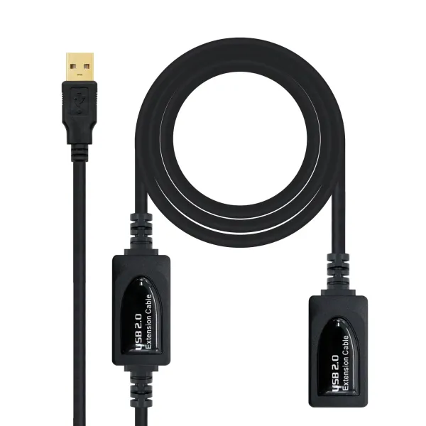 Nanocable Cable Prolongador USB 2.0 Tipo A Macho/Hembra 10m Negro