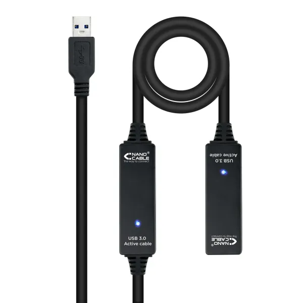 Nanocable Prolongador Amplificado USB 3.0 A/M-A/H 15m Negro