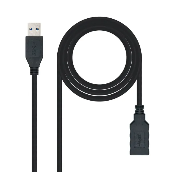 Cable USB 3.0 Alargador Macho/Hembra 1m Negro