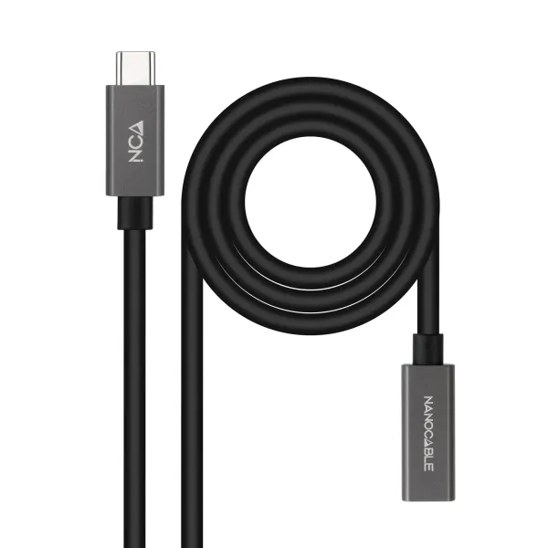 Nanocable Cable Alargador USB-C 4K/60Hz Macho/Hembra 0.5m Negro