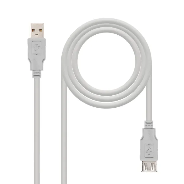 Nanocable Cable Prolongador USB 2.0 Tipo A Macho/Hembra 3m Beige