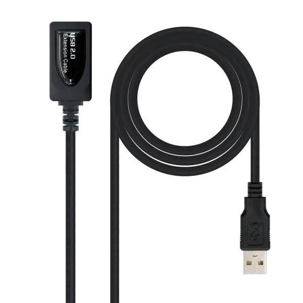 Nanocable Cable Prolongador USB 2.0 Tipo A Macho/Hembra 5m Negro