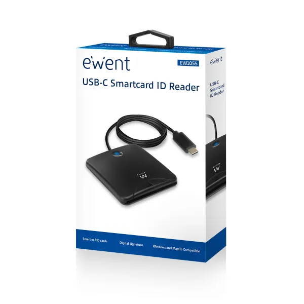 Ewent EW1055 Lector de Identificación de Tarjetas Inteligentes USB-C