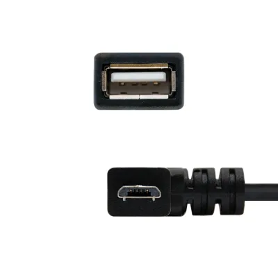 Cable MicroUSB OTG B/M-A/H Acodado 15cm Negro Cable MicroUSB OTG B/M-A/H Acodado 15cm Negro