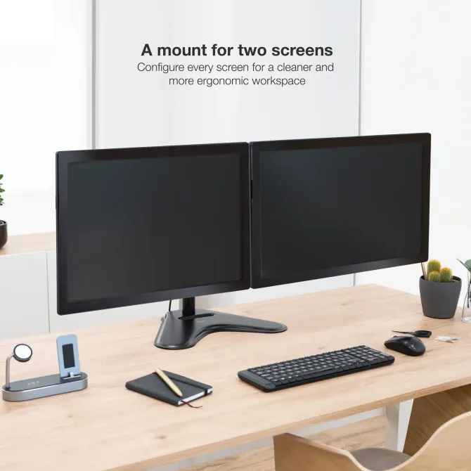 TooQ Soporte Doble Brazo Inclinable Giratorio para Monitor