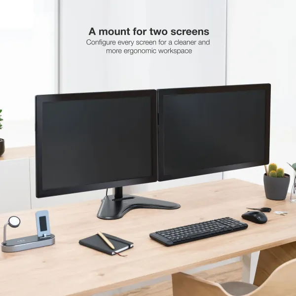 TooQ Soporte Doble Brazo Inclinable Giratorio para Monitor 17"-32" VESA 100x100 Máx. 9Kg 