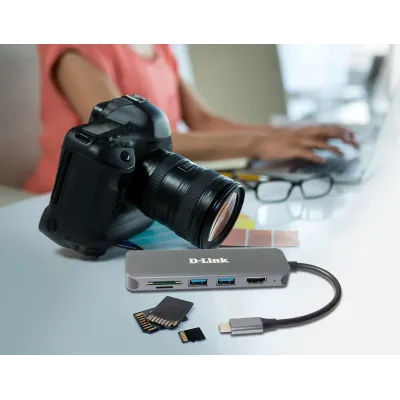 D-Link DUB-2327 HUB 6-in-1 USB-C a HDMI/CR/PD Negro