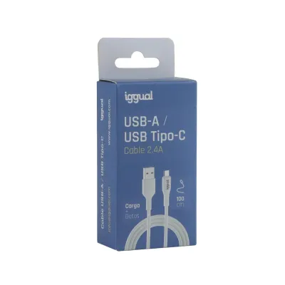 Iggual cable usb-a/usb-c 100 cm blanco