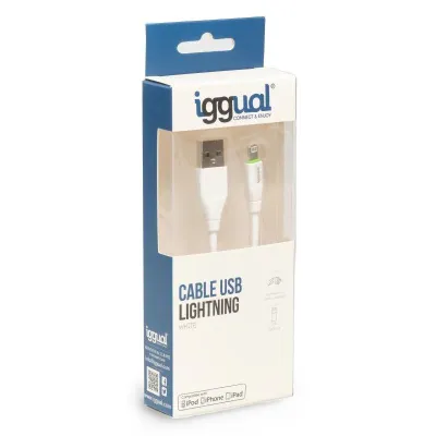 Iggual cable usb-a/lightning 100 cm blanco