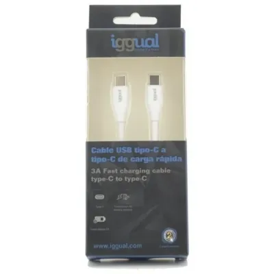 Iggual Cable USB-C/USB-C Quickcharge 3.0 1m Blanco Iggual Cable USB-C/USB-C Quickcharge 3.0 1m Blanco