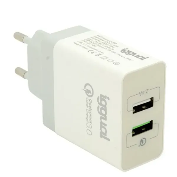 Iggual Cargador 2xUSB Quickcharge 3.0 30W 