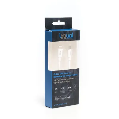 Iggual cable usb-c/lightning 100 cm blanco q3.0 3a