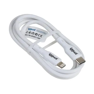 Iggual cable usb-c/lightning 100 cm blanco q3.0 3a