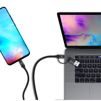 Ewent EW9918 Cable de Carga 2 en 1 USB-C a USB-C/A 1m Negro