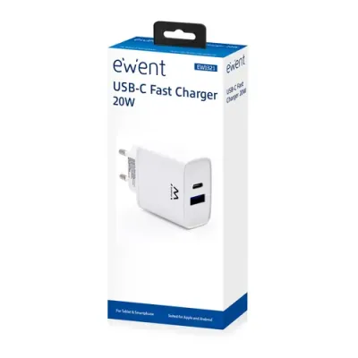 Ewent EW1321 Cargador de Pared USB-C Quick Charge 3.0 20W Ewent EW1321 Cargador de Pared USB-C Quick Charge 3.0 20W