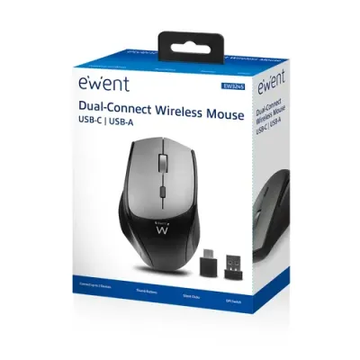 Ewent Ratón Inalámbrico Dual con Click Silencioso 2400DPI Negro