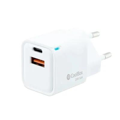 CoolBox Cargador USB-C de 20W con tecnología GaN QC3.0 + USB-A CoolBox Cargador USB-C de 20W con tecnología GaN QC3.0 + USB-A