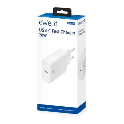 Ewent Cargador de Pared USB-C 20W Carga Rápida