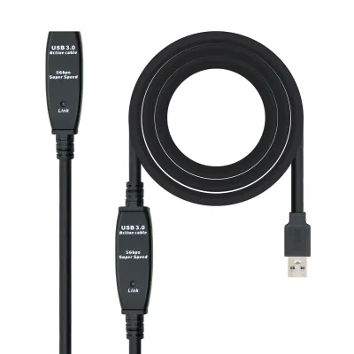 Nanocable Prolongador Amplificado USB 3.0 A/M-A/H 10m Negro Nanocable Prolongador Amplificado USB 3.0 A/M-A/H 10m Negro