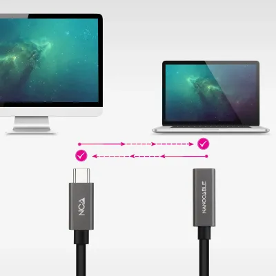 Nanocable Cable Alargador USB-C 4K/60Hz Macho/Hembra 1m Negro