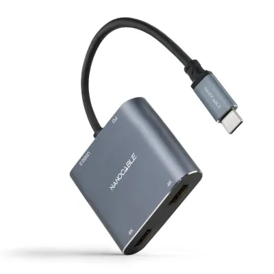 Nanocable converosr usb-c a 2xhdmi/usb2.0/pd