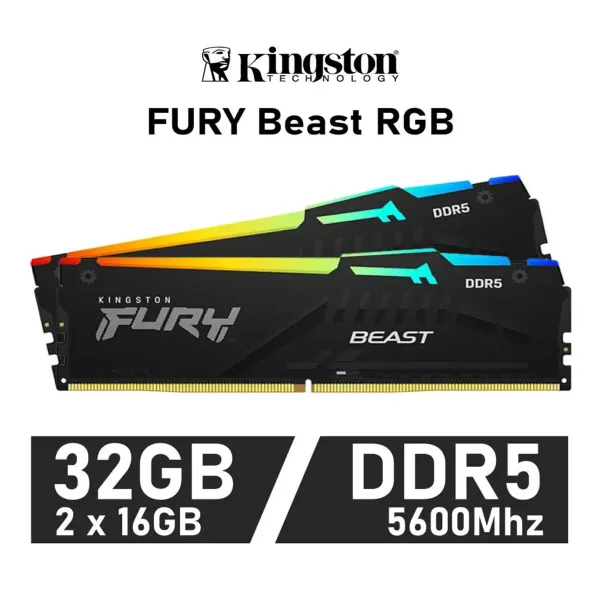 Kingston FURY Beast RGB DDR5 5600MHz 32GB 2x16GB CL40