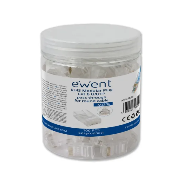 Ewent EasyConnect IM1206 Conector Modular RJ45 CAT6 U/UTP 100 Unidades