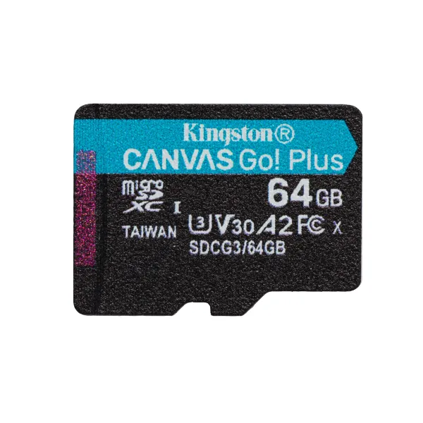 Kingston Canvas Go Plus MicroSDXC 64GB UHS-I U3 V30 Clase 10 + Adaptador SD