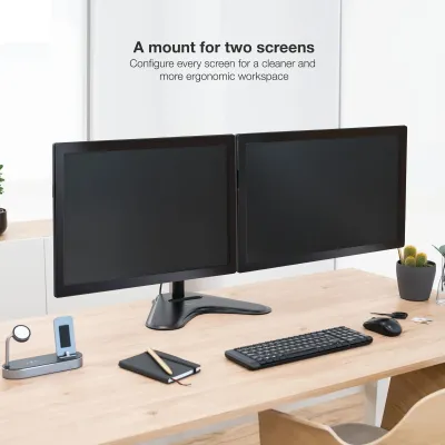 TooQ Soporte Doble Brazo Inclinable Giratorio para Monitor