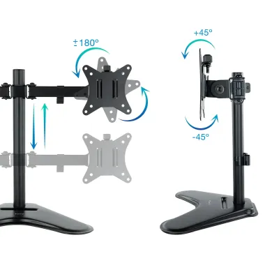 TooQ Soporte Doble Brazo Inclinable Giratorio para Monitor