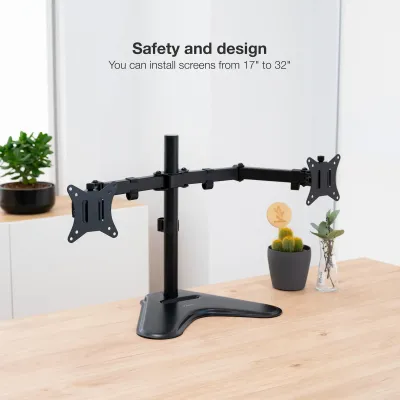TooQ Soporte Doble Brazo Inclinable Giratorio para Monitor