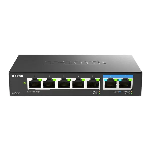D-Link DMS-107 Switch Multi Gigabit sin Gestión 5 Puertos Gigabit Ethernet + 2 Puertos Ethernet