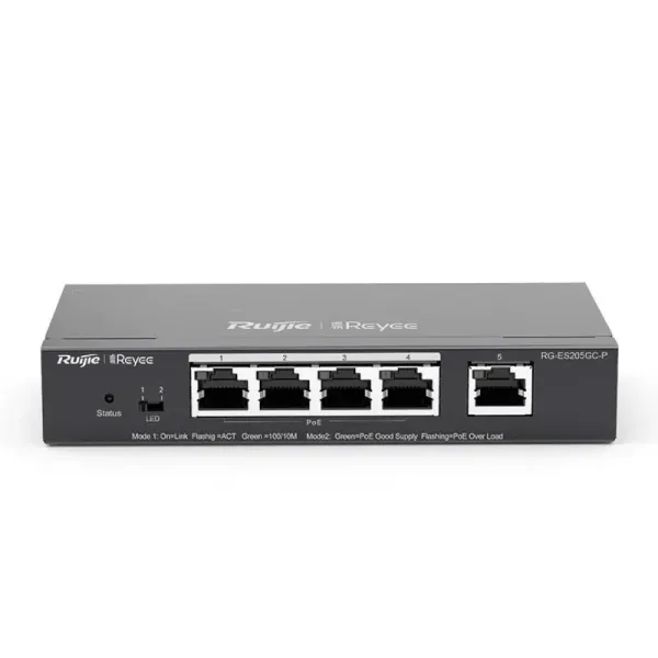 Ruijie Networks RG-ES205GC-P Switch 5 Puertos Gestionado L2 Gigabit Ethernet PoE
